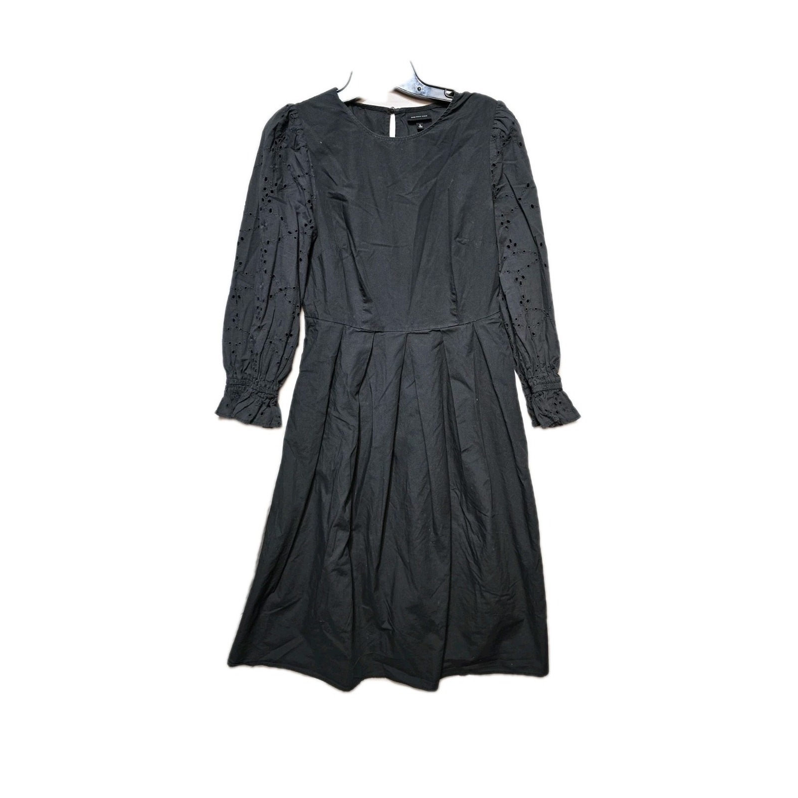 Who What Wear Size S Women's Black Lace Sleeve Midi Dress, High Neck